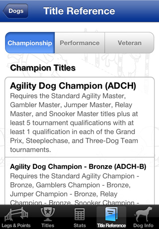 Agility Title Tracker (USDAA)